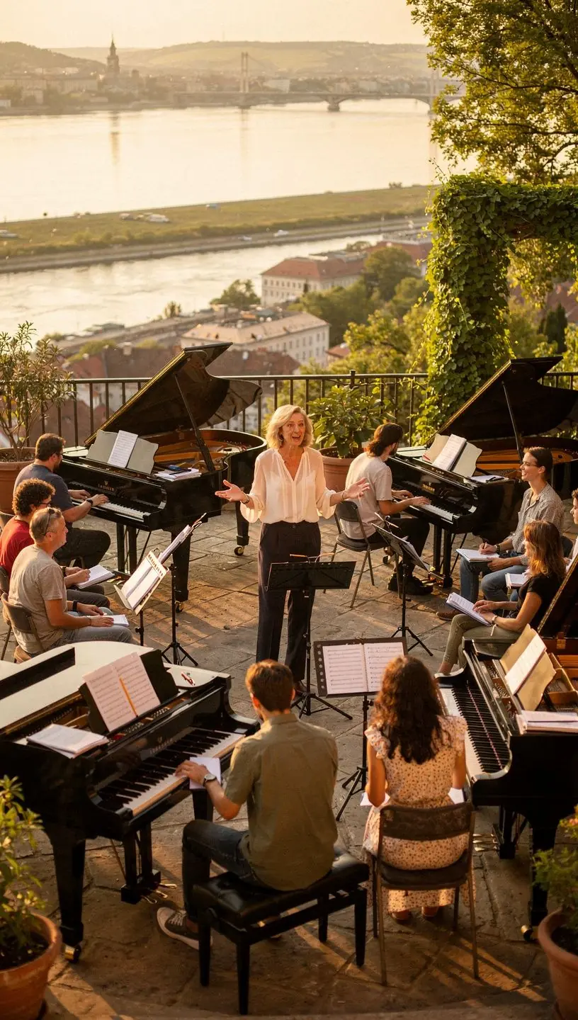Eine Nahaufnahme der Hände eines Pianisten, die über die Tastatur gleiten.