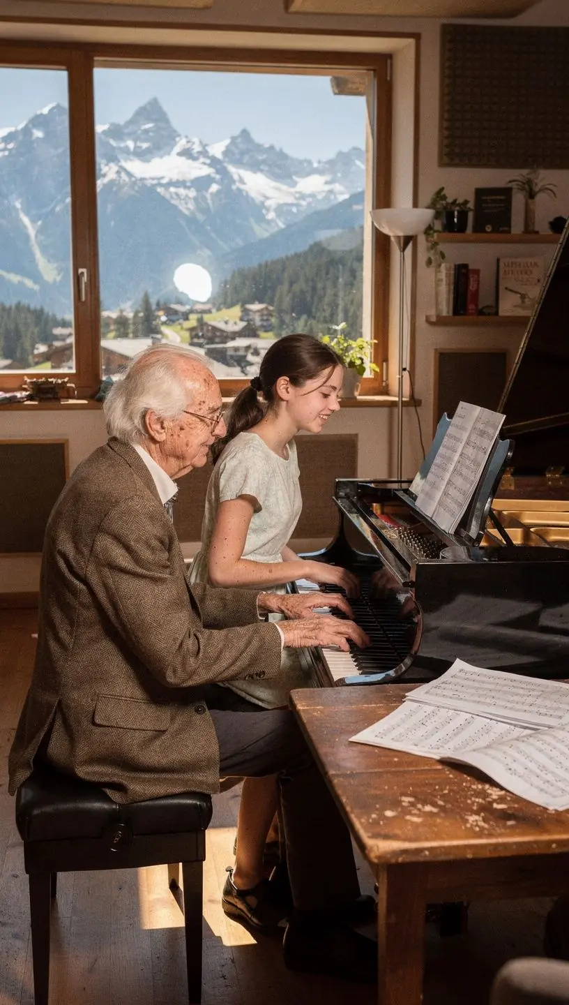Ein erfahrener Pianist spielt an einem Flügel und zeigt verschiedene Spieltechniken.