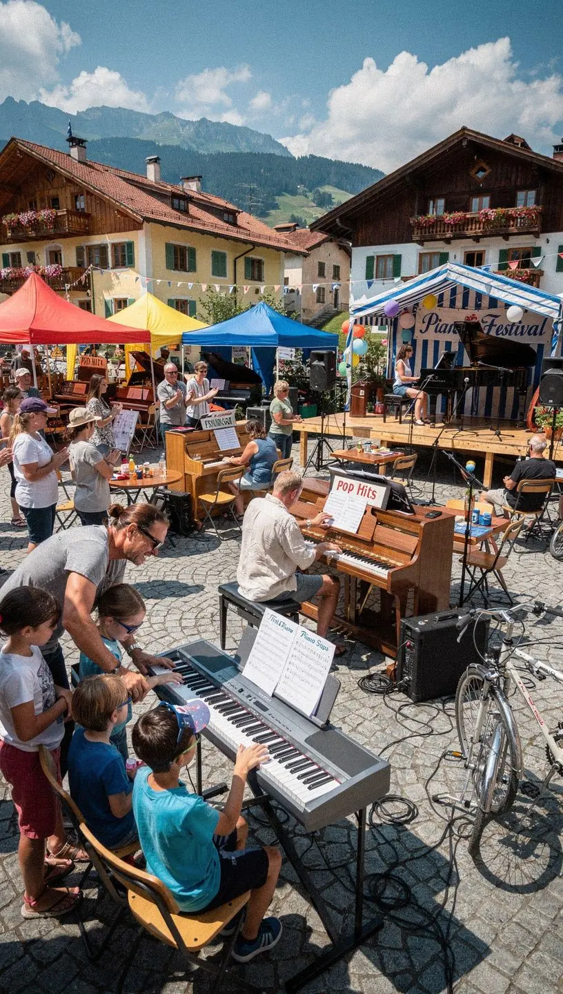 Eine Gruppe von Schülern lernt in einem virtuellen Klassenzimmer Klaviertechniken.